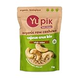 Yupik Organic Raw Cashews, 1 kg, Kosher, Gluten-Free, Non-GMO, Vegan, Whole Nuts, Unsalted, Unroasted, Source of Protein & Iron, Nutritious, Crunchy, Healthy Snacks, Ideal for Baking & Cooking