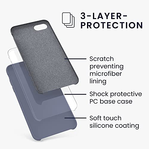 Image of VONZEE Liquid Silicone Soft Back Cover for iPhone 7 Case, Shockproof Slim Camera & Full Body Protection Non Yellowing Cover with Microfiber Lining & Logo Cut (4.7 Inch) -Lavender Grey