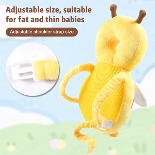 Auirshiky Baby Head Protection Pillow, Breathable & Adjustable, Bee-Shaped, 21x6x37 cm, PP Cotton Fill, Indoor Use, Baby Safety Gear - Image 2