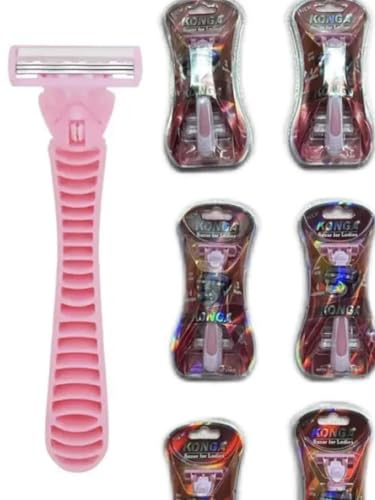 12-Pack Women's Pink Shaving Razors with 3 Refill Blades, 3-Layer Stainless Steel Blades