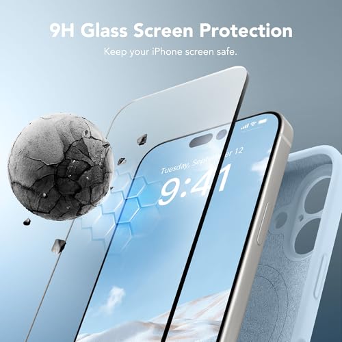 Image of Magnetic for iPhone 17 Case, Compatible with MagSafe, [Full Camera Protection][Screen Protector] Silicone Shockproof Protective Phone Case for iPhone 17 6.3 inch, Light Blue