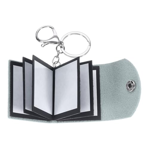 sourcing map Custom Keychain with Pictures, Personalized Leather Mini Photo Album Keychain with 10 Pictures DIY Small Memory Keyring Book for Family, Lake Blue