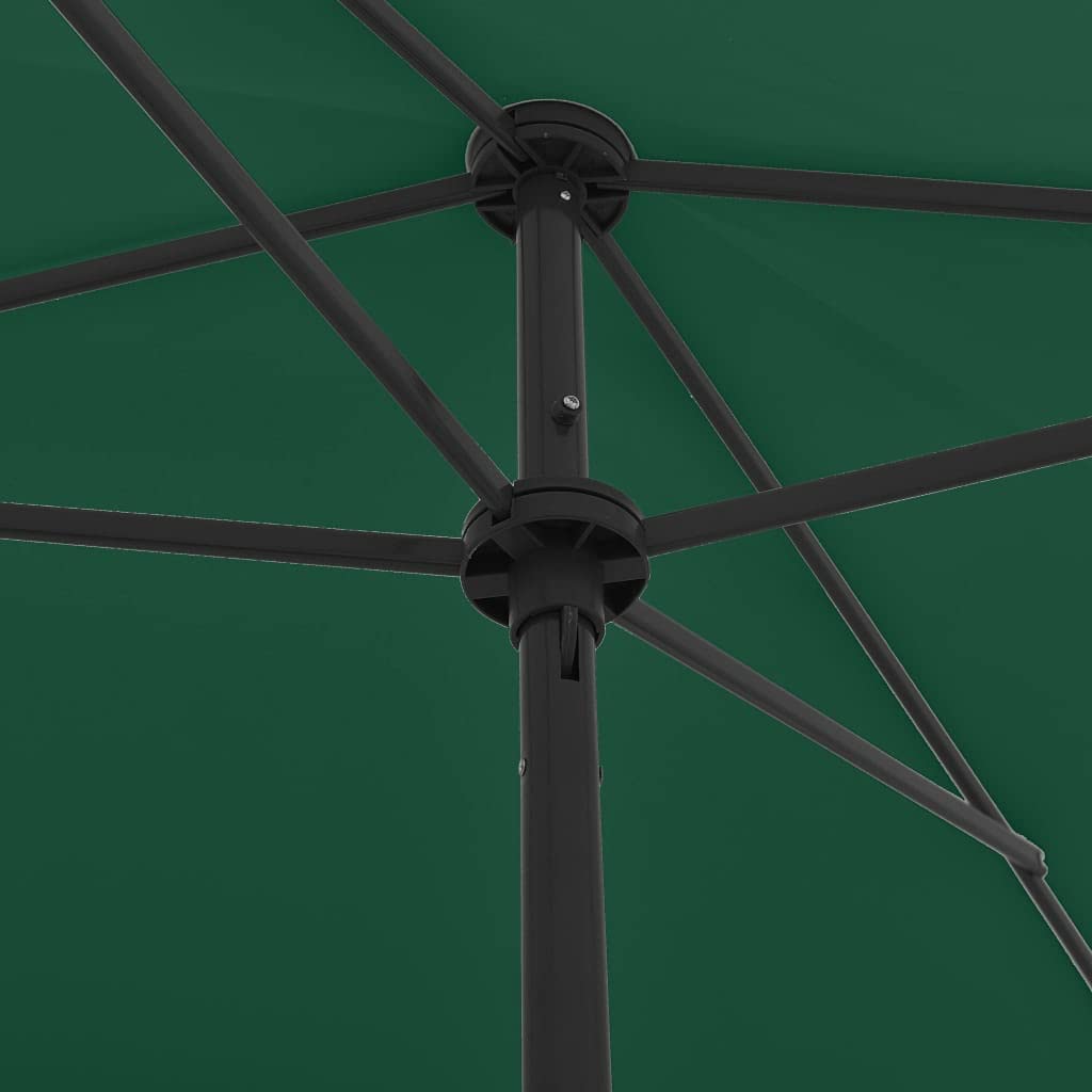 Zielony parasol plażowy 200 x 125 cm z ochroną przed promieniowaniem UV i blaknięciem, pochylany i regulowany na wysokość, wykonany z wytrzymałego poliestru