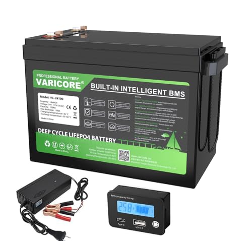 Compact 24V100Ah Lithium Battery, 24V100Ah LiFePO4 Battery 6000-12000 Cycles,With 100A