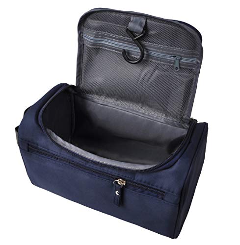 Image of Mens Travel Shaving Toiletry Bag Small Hanging Wash Organizer Dopp Kit Travel Accessories, Navy Blue