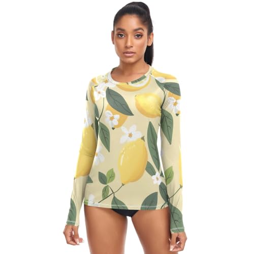 ODAWA Yellow Lemons - Camisas ligeras de manga larga SPF 50 para mujer, para senderismo, natación, pesca, limones amarillos, Large