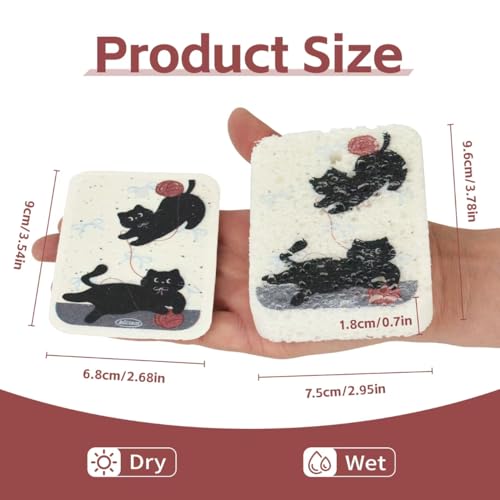 Image of Wood Pulp Cotton Dish Washing Kitchen Scrubber, 4 Pack Reusable Cleaning Wood Pulp Cotton Multipurpose Scratch-Free Sponges,Water Absorbent and Fast Drying,Suitable for Dishes, Fruit, Vegetable
