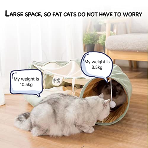 Image of LEFTSTARER 2-in-1 Collapsible Cat Tunnel for Indoor Bed and Hideout - Pet Dog Rabbit Bunny Ferret Tunnel Tubes Toys with Removable Washable Mat, Tower Wheel Stuff