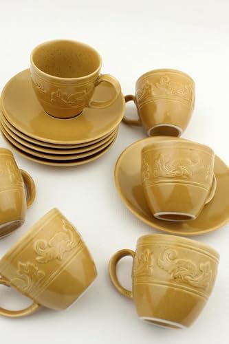 Porselen 6 lı Kahve Fincan Takımı Hardal - Görsel 2