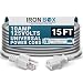 AC Power Cord 5-15P to C13 - 15 Foot, White, 10A/125V, 18/3 AWG - Iron Box Part # IBX-6012-15