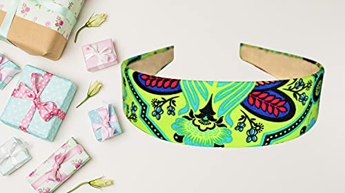 Gifts And Beads| Hibiscus In Green Background,1 Headband, Hair Bands, Gifts For Women, Headband For Girls, Wide Headband, Handmade In Usa, Wide Hair Band, Flowers Printed Cotton Fabric,Wrapped Plastic Base, Fashion Headbands And Headwrap For Women And Girls, Diademas Para Mujeres Y Ninas. #TOP1