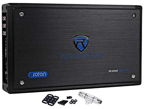 Rockville RXM8BTB 1500W Peak/750W RMS 8-Channel Marine Amplifier, Bluetooth, Class D, Compact, Saltwater Resistant for Boats and Marine Audio Systems