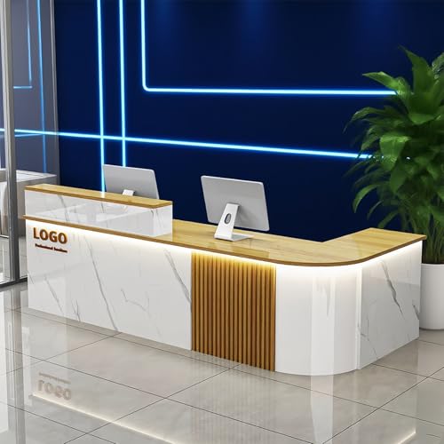 Reception Desk with Counterr, Lockable Drawers and Storage,Shopping Mall Office Cashier Receptionist Desk for Receptionists in Offices, Retail Stores, Lobbies, Shops