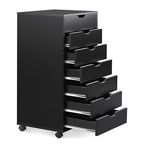 Devaise 7-Drawer Chest, Wood Dresser Organizer With Removable Wheels, Storage Cabinet For Bedroom, Living Room, Closet, Black #TOP6