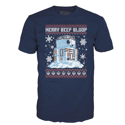 Funko Boxed Tee: Star Wars Holiday - Snowman - R2D2 Snowman - Medium - T-Shirt - Vêtements - Idée de à Manches Courtes pour Les Adultes Les Hommes et Les Femmes Fans