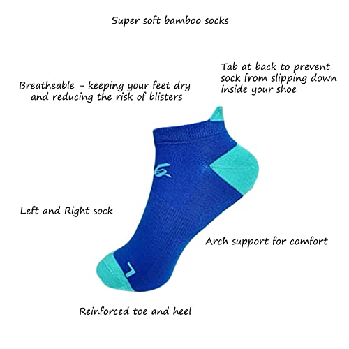 Bamboo Low Cut Running Socks for Women, Eczema Socks, Sports, Moisture Wicking, Lightweight, Size 5-10, Pack of 6 Pairs4