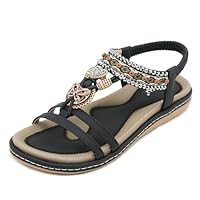 Acfoda Zapatillas Mujer Verano Casual Planas Sandalias Comodas Elegantes Confort Zapatos de Playa Elástica Antideslizantes Chanclas Talla Negro 42 = CN 43