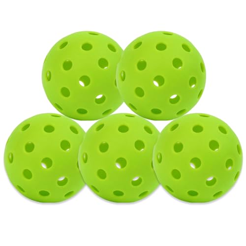Msxenophile 5 PCS Pickleball Balls Green Pickleball Pickleball Balls Indoor with 40 Small Precisely Drilled Holes Durable Pickle Ball for Outdoor Indoor Game Training Sports Accessories