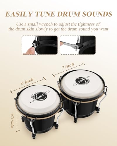 image for Eastar Bongo Drums 6” and 7” Congas Drums for Kids Adults Beginner