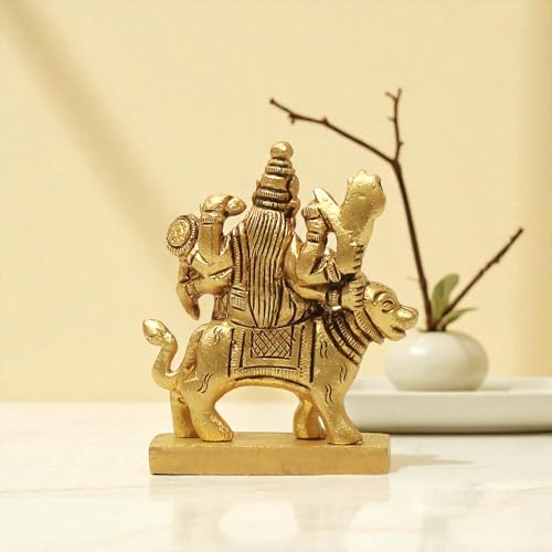 Image of SHANTI Brass Durga MATA Idol /Murti for Puja Room Height:- 2.5 Inch (DU2813)