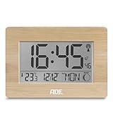 Reloj digital grande con batería y termómetro integrado para mostrar la temperatura interior en °C (Celsius) o °F (Fahrenheit). Rango de medición de temperatura: de -10 °C a 60 °C