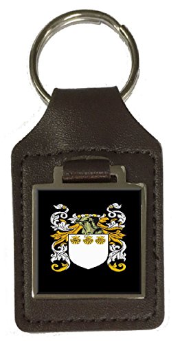 Porte-clés en cuir marron English Heraldry en cuir véritable italien
