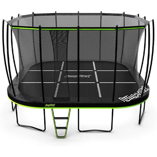 JumpFlex Trampoline MEGA 19FT Outdoor Trampoline with Net Enclosure and Ladder Playset, for Kids and...