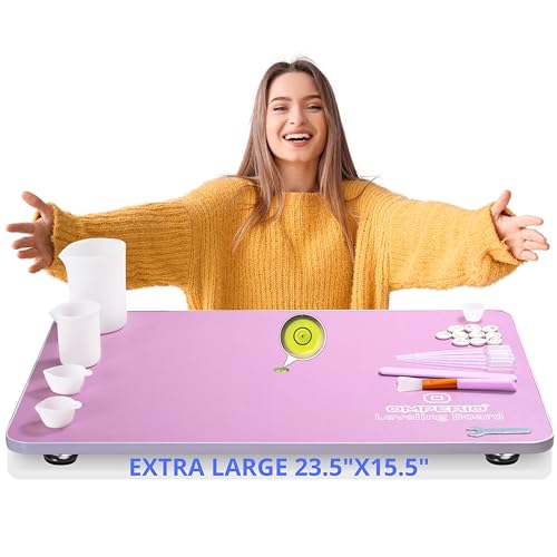 OMPERIO Mesa de nivelamento extra grande para resina epóxi, placa de nivelamento ajustável de 58 x 3