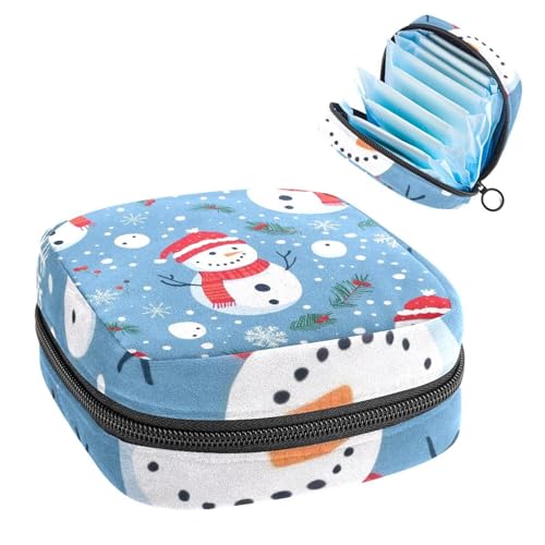 Merry Christmas Snowflake Snowman Period Bags for School, Sanitary Napkin Storage Bag for Feminine Pads, Ladies Menstrual Cup Pouch Sanitary Pads Organizer