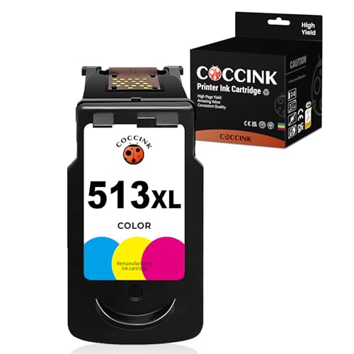COCCINK CL-513 XL Colour Printer Ink Cartridges Replacement for Canon 513XL Colour 511 XL Compatible with MP250 MP230 MP280 iP2700 MP240 MP495