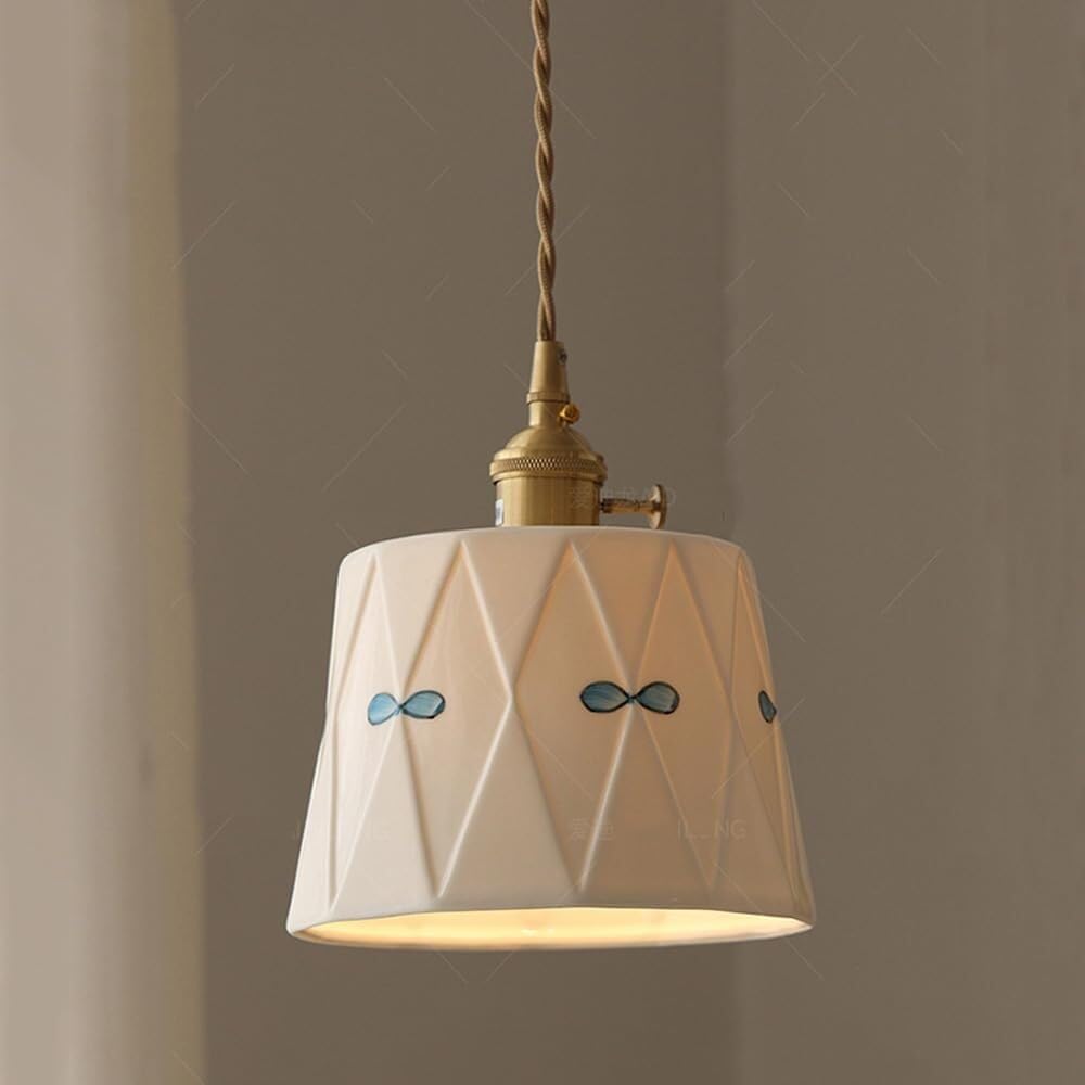 Mid Century Ceramic Pendant Light Vintage Brass Hanging Ceiling Light