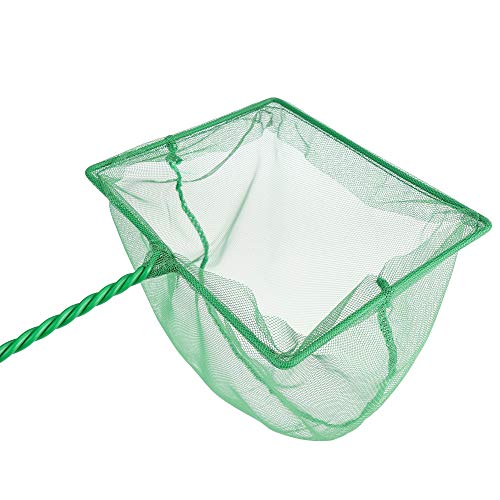 Image of Lpraer 4in 5in 6in Aquarium Fish Net Green Fine Mesh Nylon Net Collection with 11 inch Long Handle Square Quick Catch Fish Net for Fish Tank