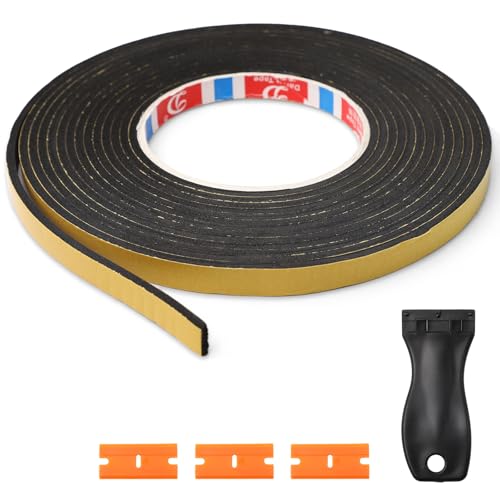5M Sourcing map Dichtungsschaumband, Schaumstoffband Selbstklebend, Lang Selbstklebender EVA-Dichtungsstreifen, Fensterdichtung Selbstklebend, Moosgummi Selbstklebend für Fenstertürisolierung