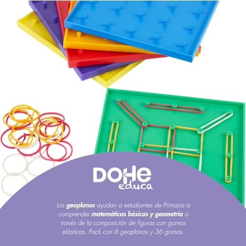 DOHE 01010 Educa Kinder Geoplane mit 36 elastischen Gummis, bunt, 15x15x5,2 cm
