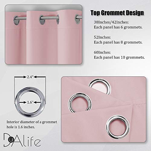Dualife Baby Pink Curtains Panels For Girls Room Nursery Solid Blackout Room Darkening Curtains For Bedroom Grommet Top Window Treatment Drape 38X54 Inches Long #TOP2