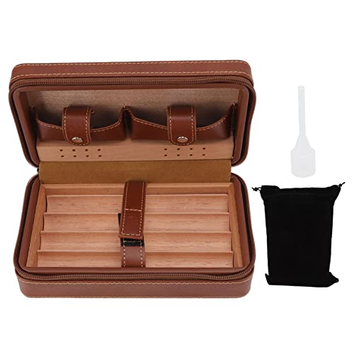 Cave à cigares étui à cigares en cuir marron avec humidificateur portable