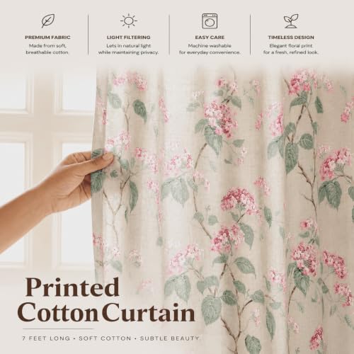 Image of Clasiko Cotton Sheer Curtain Set of 2 | 54x60 Inches /5 Feet | Linen Texture | Rose Blush | 40% Light Filtering | 54x60 Inches | Printed Window Curtain for Living Room, Bedroom