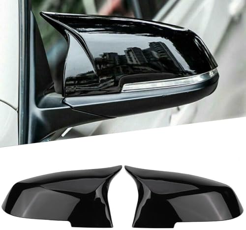 GEARMONSTER Auto Spiegelkappen, Rückspiegelgehäuse, Rückspiegelkappe Ersatz für Seitenspiegel Abdeckung Kompatibel mit BMW F20 F21 F22 F23 F30 F31 F32 F33 F36 X1 E84 i3 M2 F87, Glänzend Schwarz