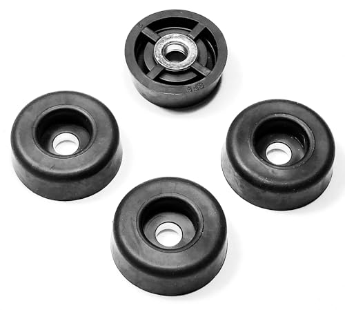 Image of 100 Medium Round Black Rubber Feet Bumpers w /Metal Insert - .312 inch H x .859 inch W - Non-Marking /Food Safe - Perfect for Furniture, Tables, Chairs, Electronics, Cutting Boards, Woodworking - Made in USA