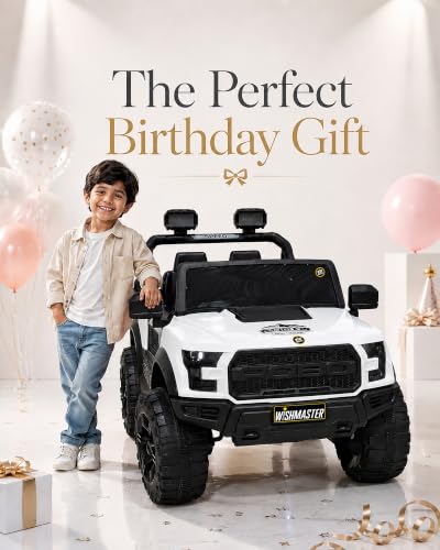 Image of Wishmaster 4x4 Driving EV Cars for 1, 2, 3, 4, 5, 6 Years | Remote + Steering + Mobile App Control | Kids Jeeps (Medium Size F-Raptor [1-8 Year Kids]