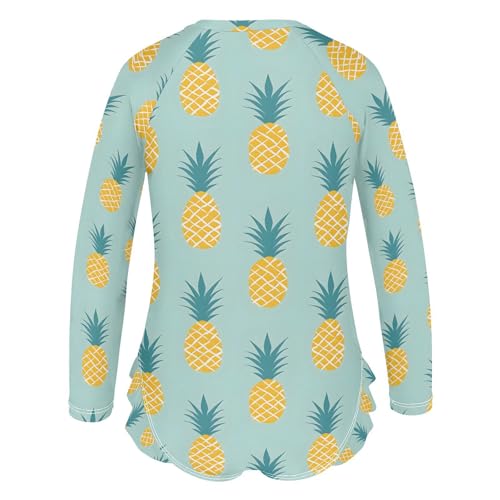ALAZA Pineapple Cartoon Funny Girls One Piece Swimsuit Long Sleeve Rash Guard Swimsuits UV 50+ Swimwear Zipper3