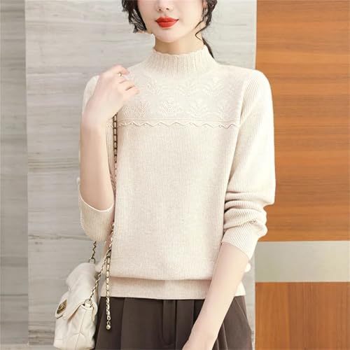 Women's Half High Neck Pullover Sweater Pulls Long Sleeve Clothing Base Knitted Tops - Image 7