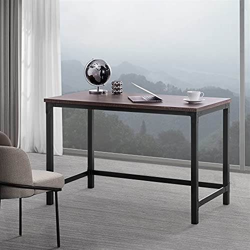 Studio Space 48" Sturdy Computer Desk, Industrial Design Workstation With Wood Table Top And Black Steel Frame For Home Office, Brown #TOP9