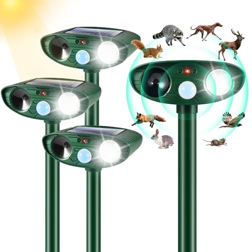 4 Pcs Solar Animal Repellent Ultrasonic Deer Repellent Outdoor Waterproof Sonic Cat Deterrent with Flashing Light Motion Activated Animal Repeller for Squirrel Rabbit Raccoon Rodent Skunk Yardgreen Cucciolini Doodles 4 pcs solar animal repellent ultrasonic deer repellent outdoor waterproof sonic cat deterrent with flashing light motion activated animal repeller for squirrel rabbit raccoon rodent skunk yardgreen cucciolini doodles