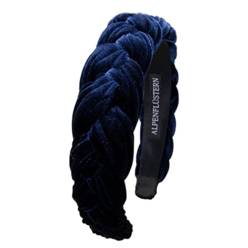 Alpenflüstern Trachten-Haarreif Samt Flechtoptik - Damen Haarschmuck rutschfest, Haarband geflochten fürs Dirndl (blau) ADV132
