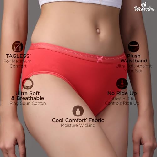 Image of Wearslim Premium Women Soft and Comfortable Women's Cotton Bikini No Show Panty | Ladies Invisible Breathable Briefs Soft Stretch Hipster Underwear