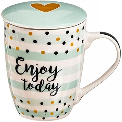 Taza de té con filtro y tapa de cerámica y acero inoxidable, modelo aleatorio Cover
