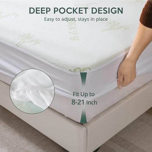 MUXHOMO 2 Pack Mattress Protector Full Size Bed, 100% Waterproof Mattress Cover, Cooling and Breathable Bed Pad Cover, Deep Pocket 8"-21"