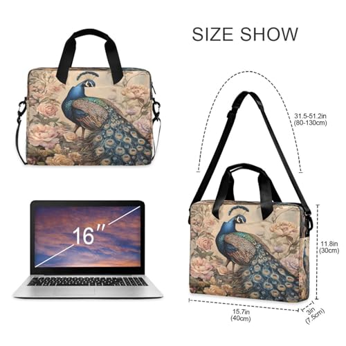 Maletín para laptop vintage ALAZA peacock peony miniatura 4