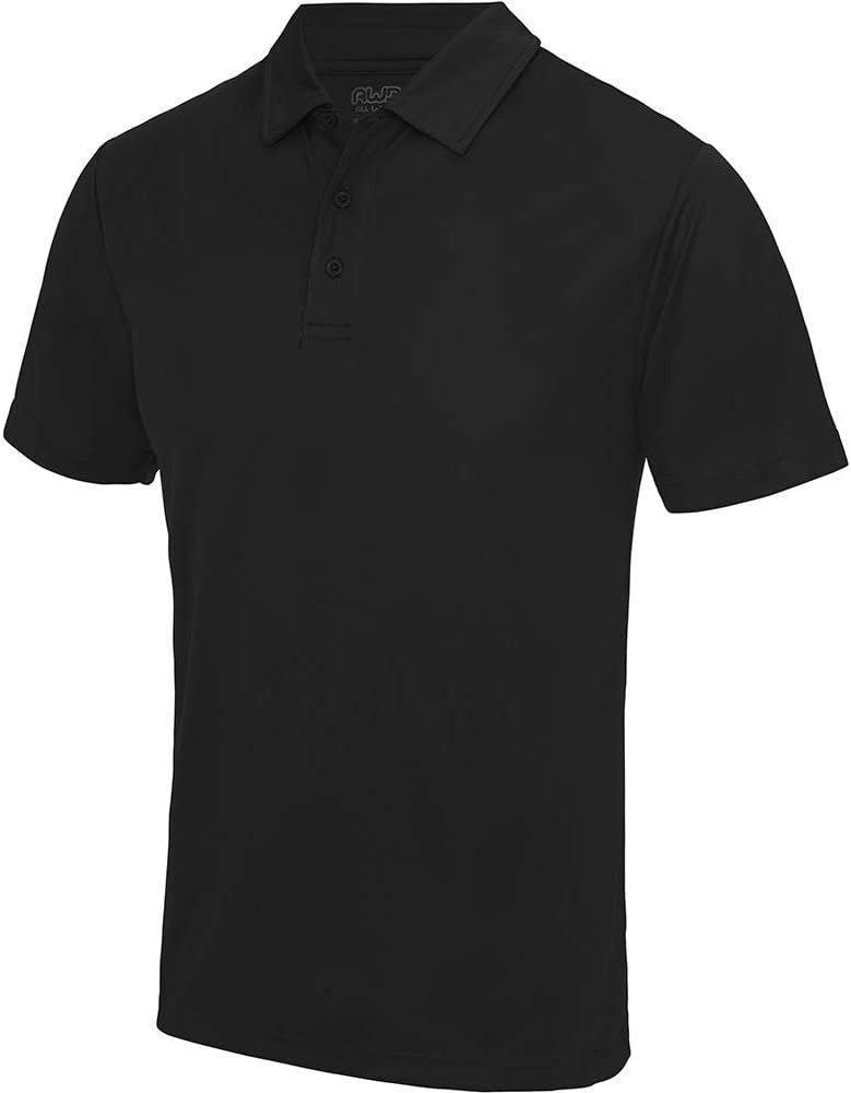 JUST COOL Mens Plain Sports Polo Shirt (M) (Jet Black)